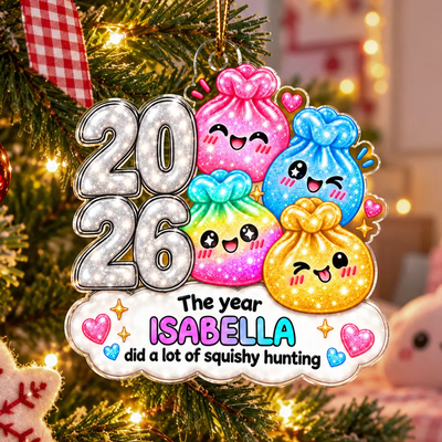 Cute Dim Sum The Year Did A Lot Of Squishy Hunting - Personalized Acrylic Ornament - Christmas Gift, Keepsake For Kids, Teenagers