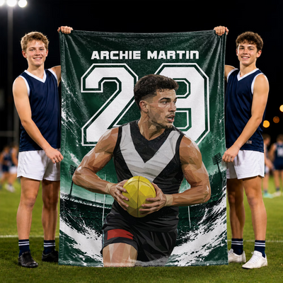Personalized Photo Stadium Soft Throw Blanket with Name and Number Home Decor Game Day Birthday Gift for Family Athletes