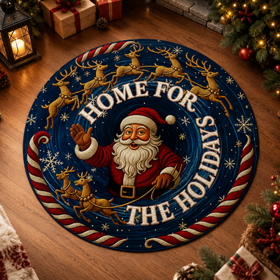 Christmas 3D Vortex Optical Illusion Round Rug, Holiday Gift Drop Santa Snowman Floor Doormat, Festive Home Decor Gift for Family and Christmas Party Lovers