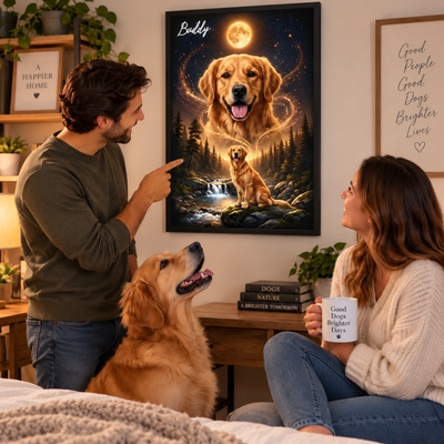 Dog Howling to the Moon - Personalized Poster - Gift for Dog, Cat Lovers, Pet Memorial Gift Love