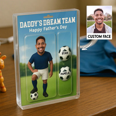 3D Effect Soccer Dad Daddy's Dream Team Custom Figure Personalized Rectangle Flat Acrylic Block Plaque