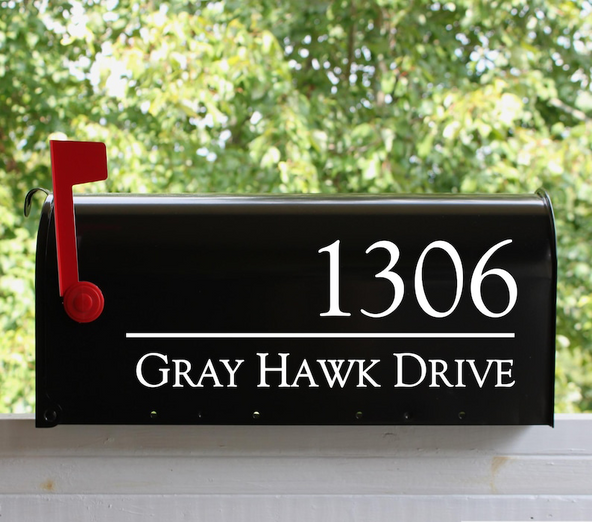 Personalized Mailbox Address Decal – Custom House Number and Street Name Vinyl Sticker Gift