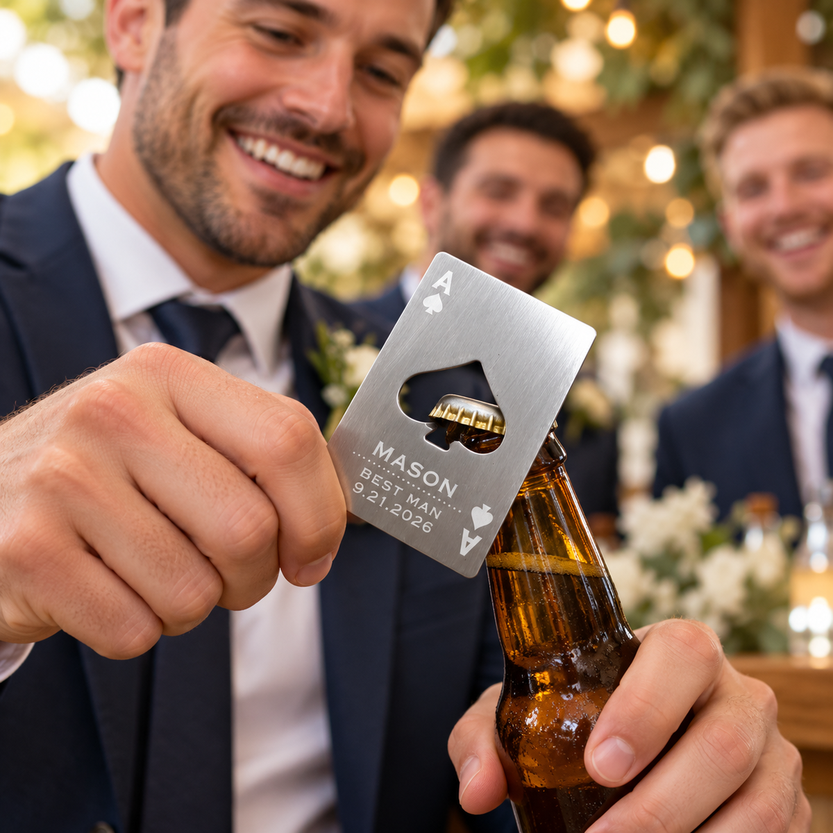 Personalized Ace of Spades Bottle Opener, Custom Engraved Card Style Opener, Groomsmen Proposal Gift
