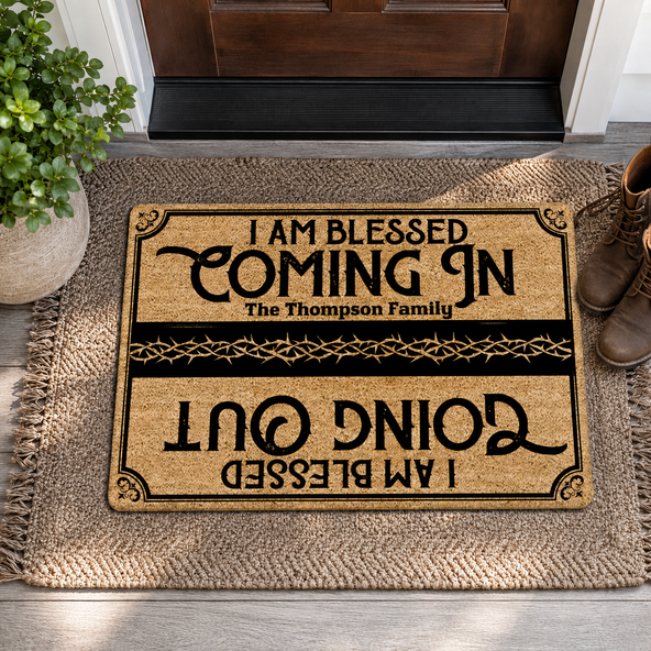 Custom Christian Scripture Doormat | Personalized Family Name Faith Coir Welcome Mat Religious Home Decor