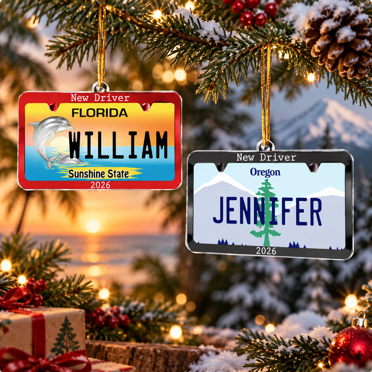 Personalized New Driver Car Ornament, Custom State License Plate Design, Keepsake Gift For Teen First Time Driver