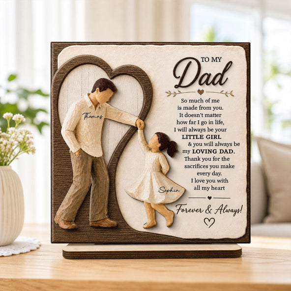 Will Always Be Your Little Girl Dancing Father & Daughter - Personalized 2-Layered Wooden Plaque - Sentimental Father's Day Gift From Daughter