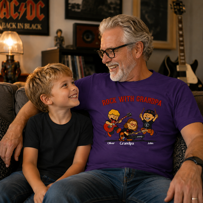 Rock With Dad Personalized Shirt - Funny Custom Name Gift For Dad, Grandpa