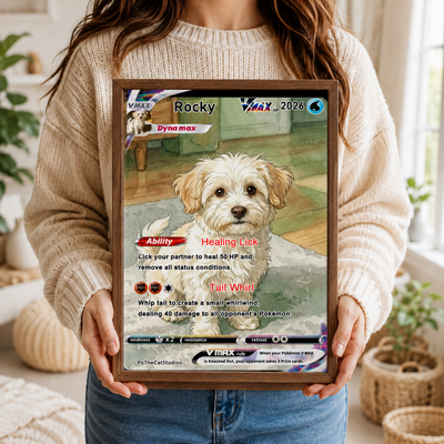 Personalized Anime Pet Portrait Pokemon‑Style Poster, Custom TCG VMAX VSTAR Inspired Pet Wall Art Print Gift for Pet Lovers