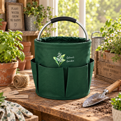 Custom Printed Garden Tool Bucket, Oxford Fabric Gardening Storage Organizer, Gift for Mom Grandma Plant Lover