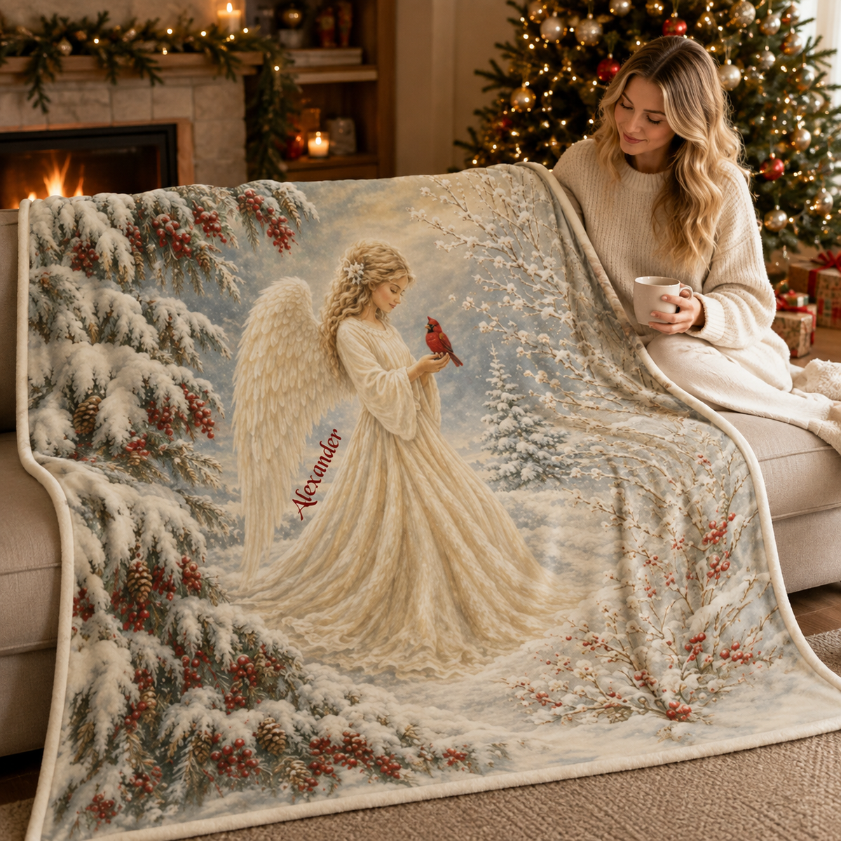 Vintage Christmas Blanket – Printed Throw Blanket with Cozy Santa ...