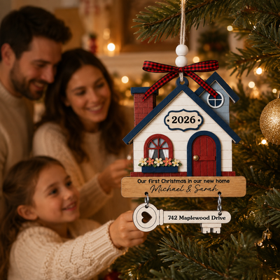 Custom New Home Wooden Ornament With Tag - Personalized Anniversary Christmas Wedding Gifts For Husband And Wife, Him And Her - Where New Memories Begin
