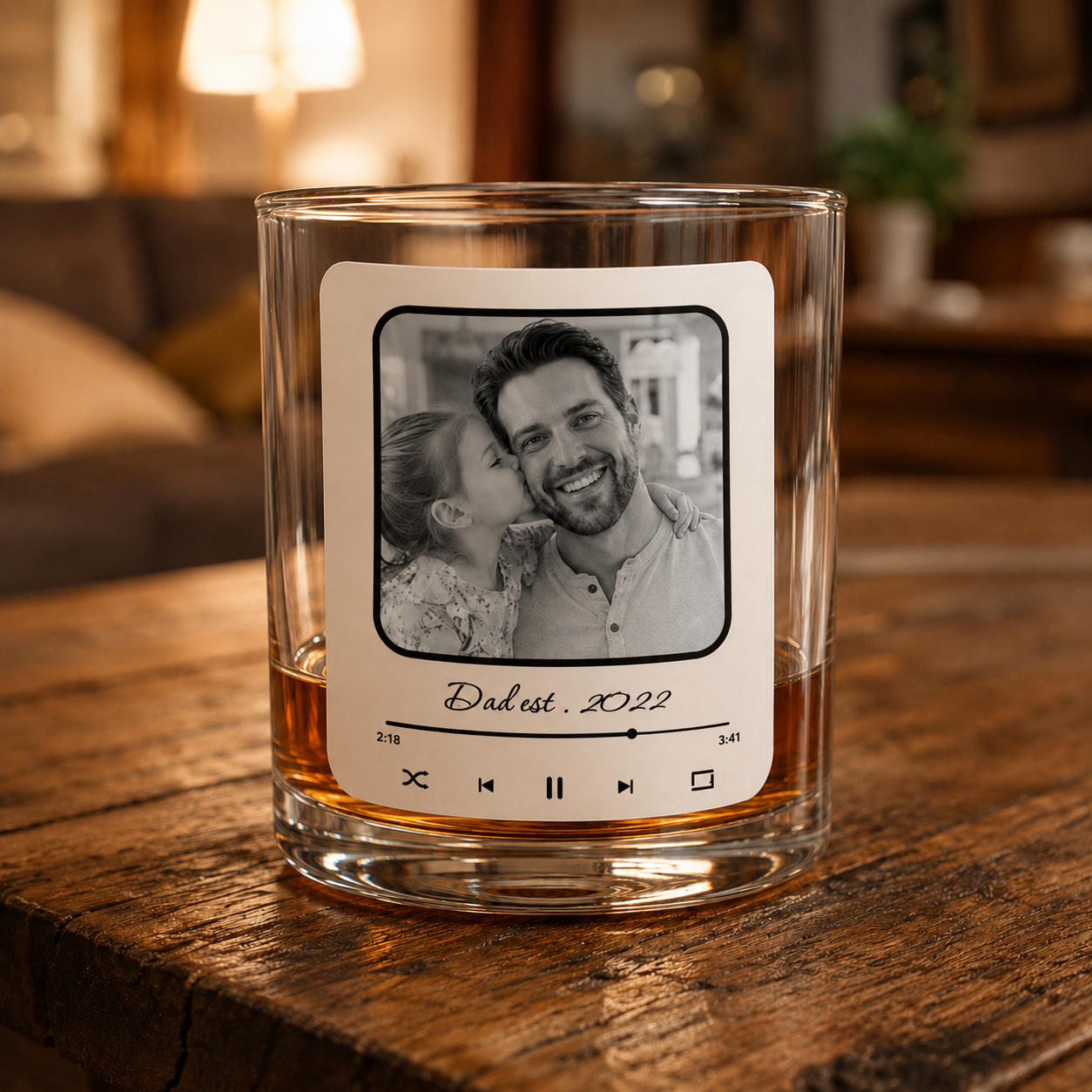 Dad Est Photo Whiskey Glas - Personalized Whiskey Glass - Funny Gift For Dad