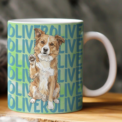 Custom Pet Portrait & Name Watercolor Style - Personalized Mug