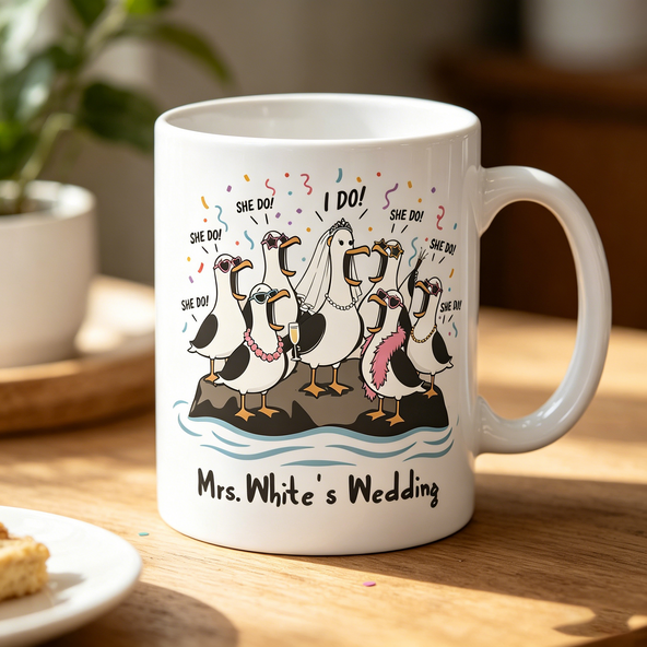 Personalized Seagull Bachelorette Party Mug - Funny Bride & Bridesmaids Wedding Coffee Cup, Gift for Best Friends