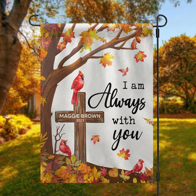 Fall Season Cardinal Memorial Always Loved Never Forgotten Personalized Garden Flag