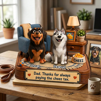 Cheese Tax Dog Dad - Personalized 2-Layered Wooden Plaque - Father's Day Gift for Dog Dad