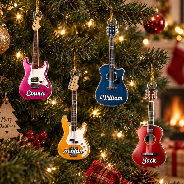 Custom Name, Guitar Type Christmas Gift For Guitarist, Guitar Lovers - Personalized Ornament & Year Cute Food Keepsake Gift For Family and Food Lovers