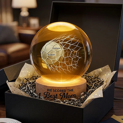 Puck Goal We Scored The Best Mom - Personalized Crystal Ball LED Night Light - Gift For Hockey Mom