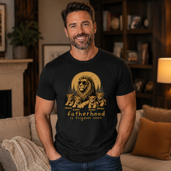 Fatherhood Is Kingdom Work Personalized Shirt - Father's Day Gift for Dad, Husband