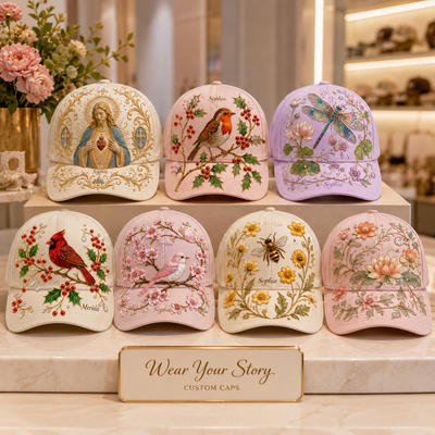 Custom Name Floral Baseball Cap, Garden Morning Cap, Wildlife Flower Pattern Adjustable Casual Sun Hat Gift For Women & Nature Lovers