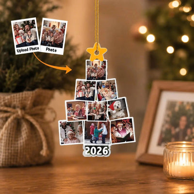 Photo Family Tree Christmas – Personalized Family Photo Ornament – Meaningful Holiday Gift for Parents, Grandparents & Relatives