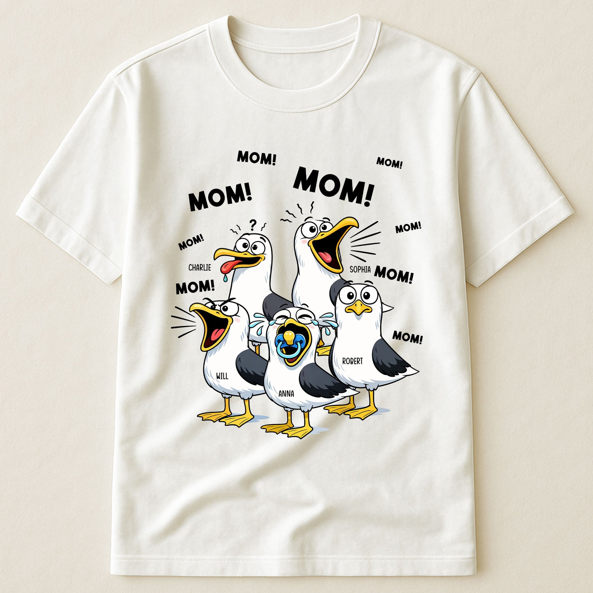 Mother's Day Gifts, Funny Mommy Shirt - Mom Mom Mom Seagull - Personalized Shirt