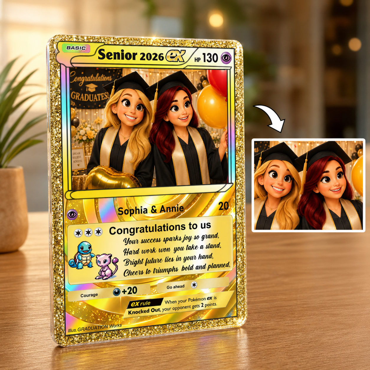 Custom Senior 2026 EX Pokemon Card | Personalized Best Friend Graduation Portrait Collectible Trading Card