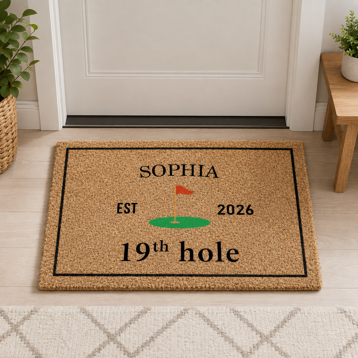 19Th Hole Welcome, Golf Course Entryway Decor Gift - Personalized Doormat