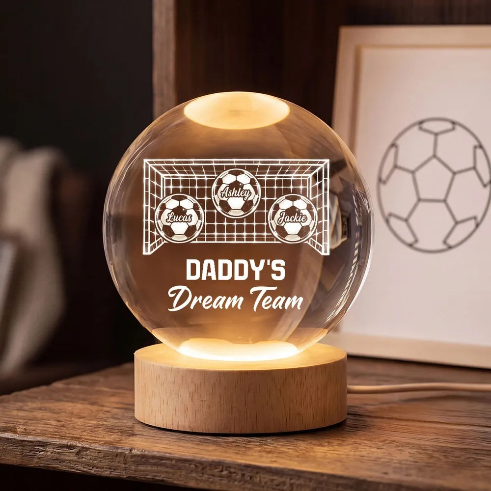 We Scored The Best Dad Soccer Dad - Personalized Crystal Ball LED Night Light - Heartfelt Gift For Soccer Dad, Gift For Husband