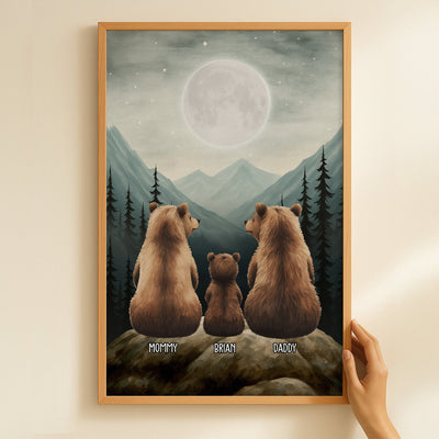 Father's Day Gifts, Bear Family Art Home Decor - Personalized Poster