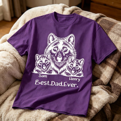 Best Dad Ever- Personalized Wolf T-shirt - Father's Day Gifts For Dad, Grandpa, Family