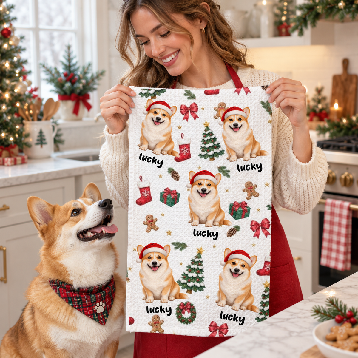 Christmas Gift For Pet Mom - Personalized Custom Photo Pet Name Festive ...