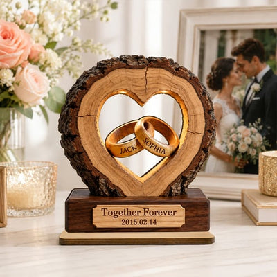 Together Forever Couple Anniversary - Personalized 2-Layered Wooden Plaque - Heartfelt Gift for Her, for Him