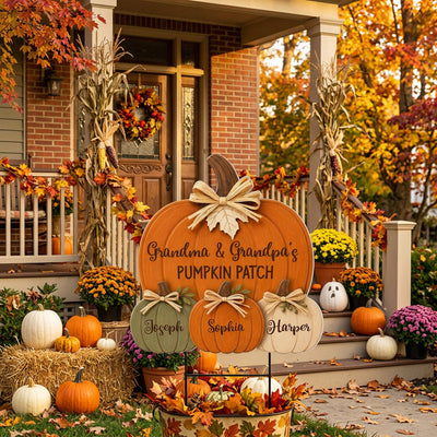 Cozy Rustic Fall Vibe Grandpa Grandma's Pumpkin Patch - Personalized Yard Sign - Fall Decor For Grandparents