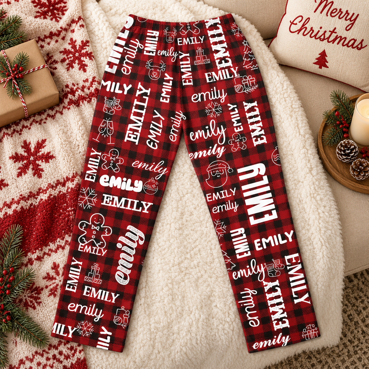 Custom Name Christmas Gifts For Family Members, Kids - Personalized Lounge Pants