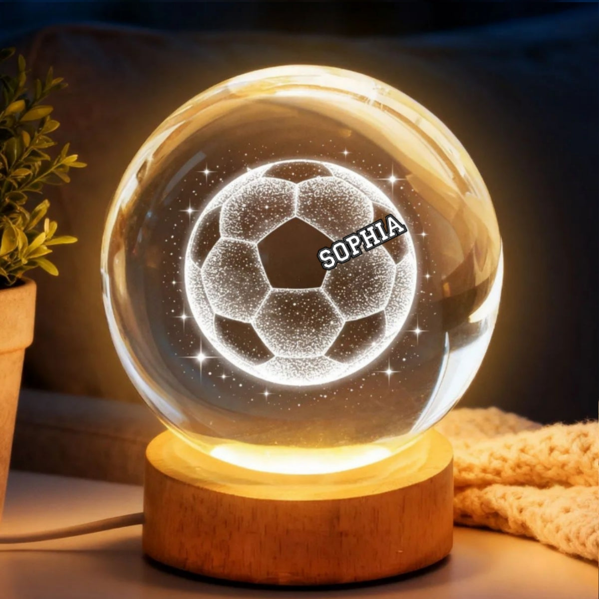 We Scored The Best Soccer Mom - Personalized Crystal Ball LED Night Light - Mother's Day Gift for Mom, Wife