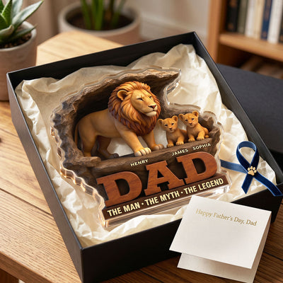 Lion Dad The Man The Myth The Legend - Personalized Acrylic Block Plaque - Cool Father's Day Gift For Dad