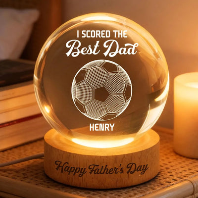 Soccer We Scored The Best Dad Illusion - Personalized Crystal Ball LED Night Light - Father's Day Gift For Dad