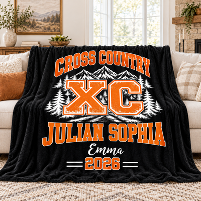 Personalized Cross Country Runner Blanket, Custom Name & Team Name Fleece Blanket, Christmas Gift for Cross Country Runners, Kids & Athletes