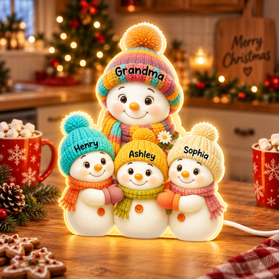 Snowman Grandma, Grandpa, Grandparents and Grandkids Personalized Light Box - Christmas Gift for Grandparents