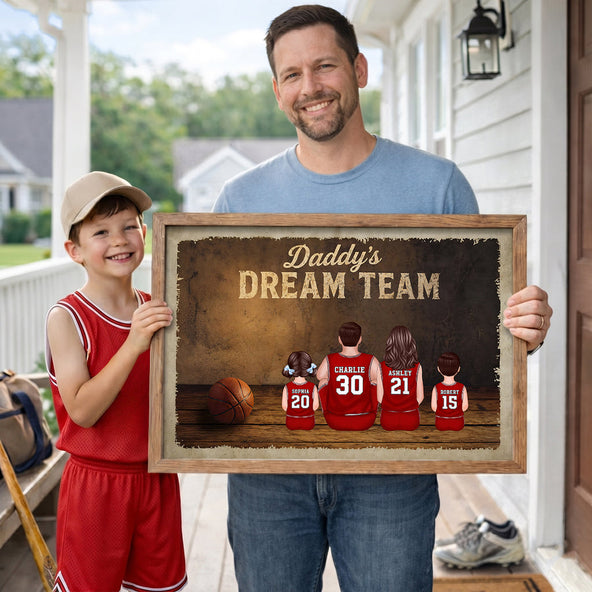 Daddy's Basketball Dream Team - Personalized Poster - Father's Day Gift for Dad, Husband - Without Frame