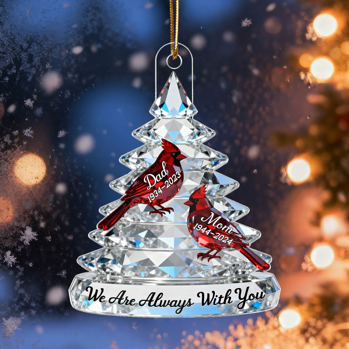 Memorial Tree Cardinals - Personalized Acrylic Ornament - Remembrance Gift, Sympathy Gift For Whole Family, Extended Family