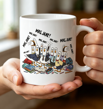 Personalized Seagull Students Calling Teacher Mug - Funny Custom Name 11oz White Coffee Cup for Teachers