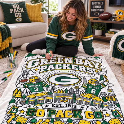 Football Doodle Blanket, Vintage Football Team Style Blanket, Sporty Gridiron Doodle Warm, Gift for Football Fans