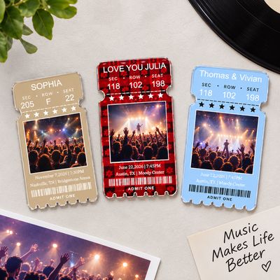 Custom Concert Ticket With Photo Music Event For Fans, Music Lovers - Personalized Magnet