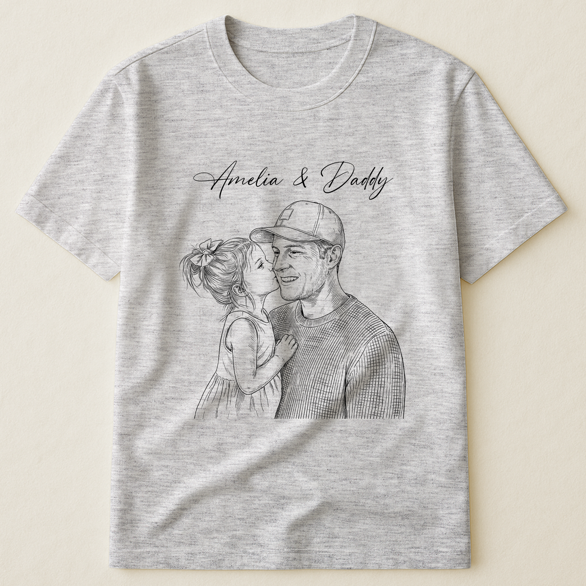Father's Day Gifts, Father's Day Gift For Husband, Dad Custom Photo Sketch Line Art - Personalized Shirt