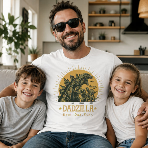 Best Dad Ever DADZILLA Personalized Shirt - Father's Day Gift for Dad, Husband