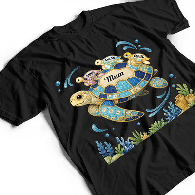 Mom & Dad Turtle Faux Patchwork - Personalized T Shirt