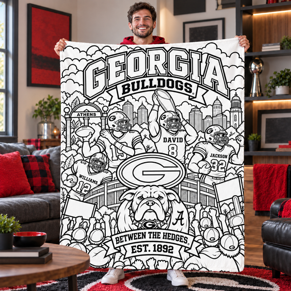 Football Doodle Blanket, Vintage Football Team Style Blanket, Sporty Gridiron Doodle Warm, Gift for Football Fans