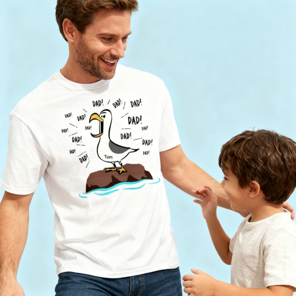 Screaming Seagull Dad Custom Name Shirt – Funny Father’s Day Gift for Dad, Husband